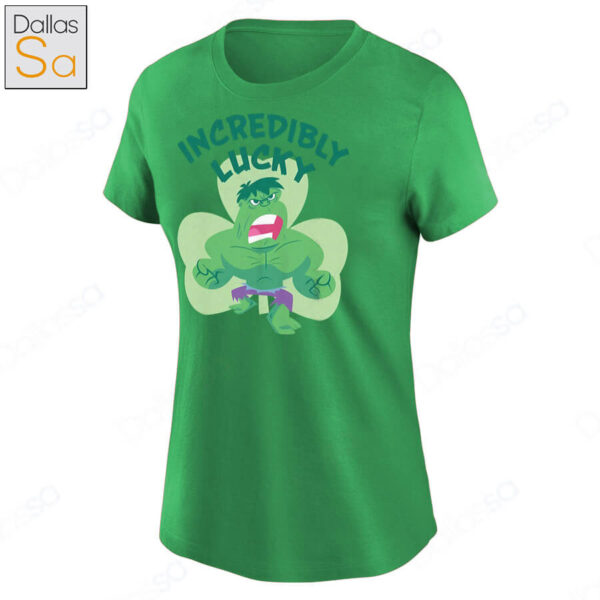 Marvel Mad Engine Youth Incredibly Lucky Hulk St. Paddys Day Graphic Ladies Boyfriend Shirt.jpg